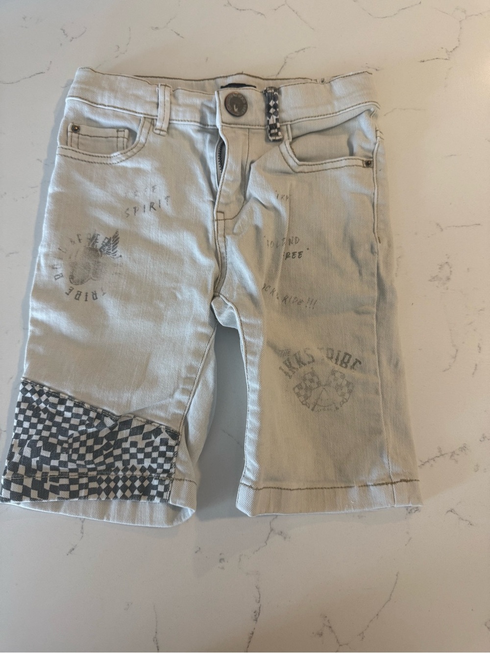 Ikks Light Beige Graphic Patch Kids Shorts